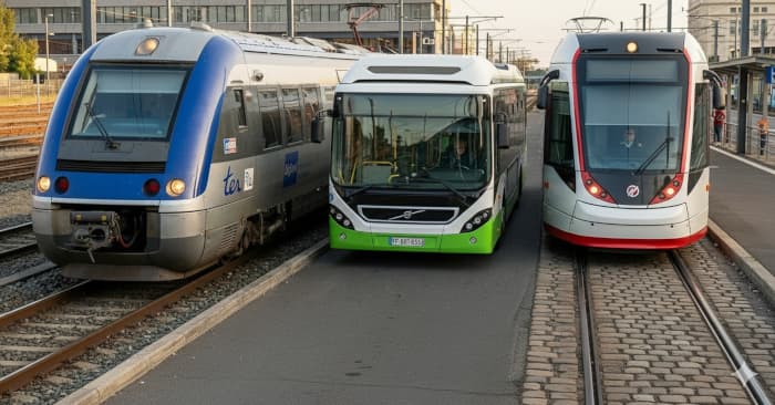 un train, un bus et un tram...